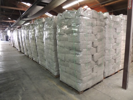 Pallets of Mountain Fiber loose-fill attic cellulose insulation